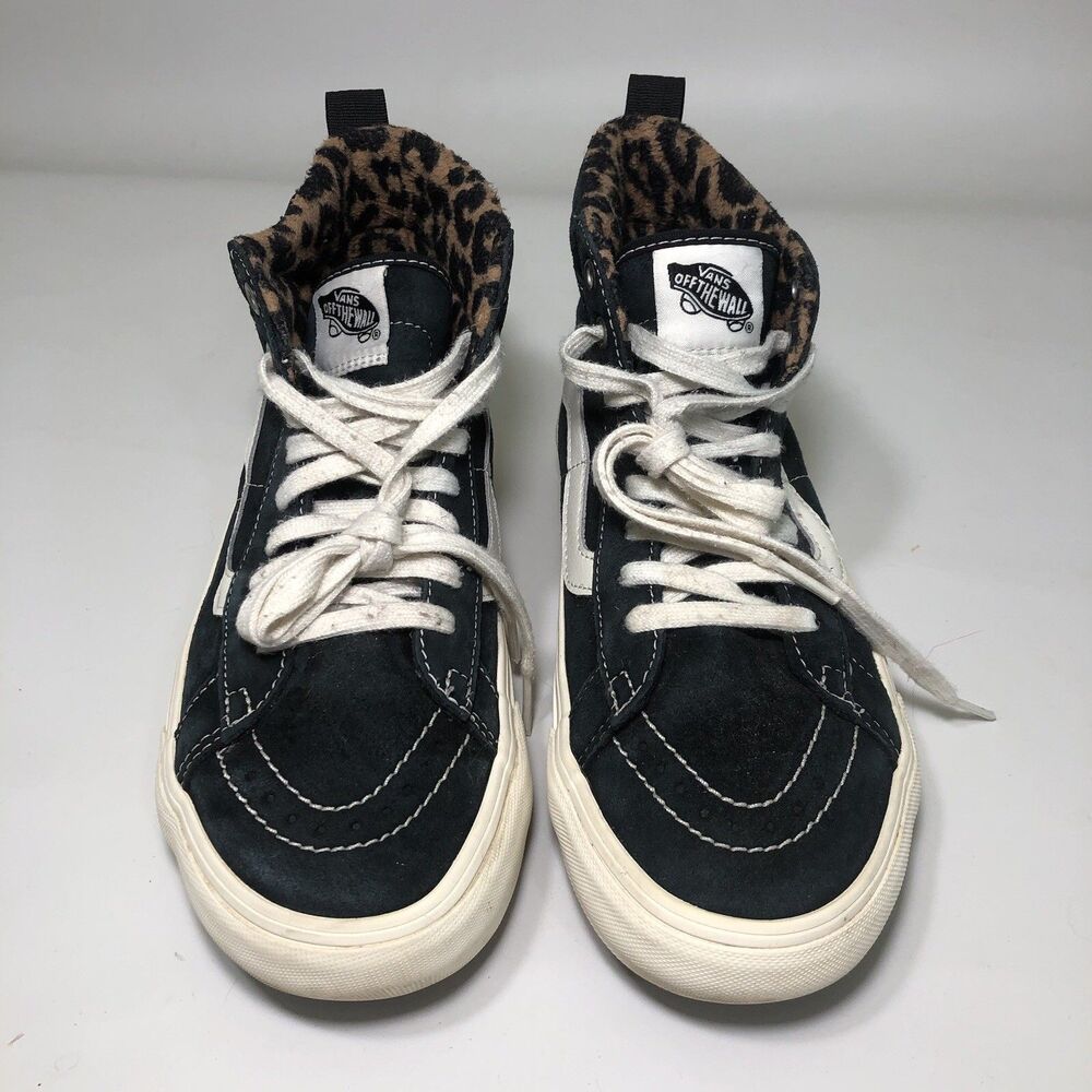Vans Sk8 Hi MTE Men’s 6 Woman’s 7.5 Black Suede Leopard Lace Up Shoes Sneakers